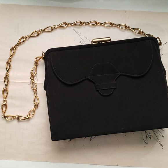 vintage velvet finish chain handbag - Picture 1 of 12